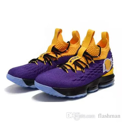 

LeBron 15 LA Basketball Shoes Men Purple Yellow Los Angeles Sneakers