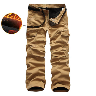 

AOWOLF2018 foreign trade explosion models high quality cotton winter new plus velvet overalls mens camouflage pants trousers Y1005