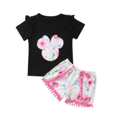 

2PCS Toddler Kids Baby Girl Summer Outfit Clothes Shirt TopsShorts Pants Set UK