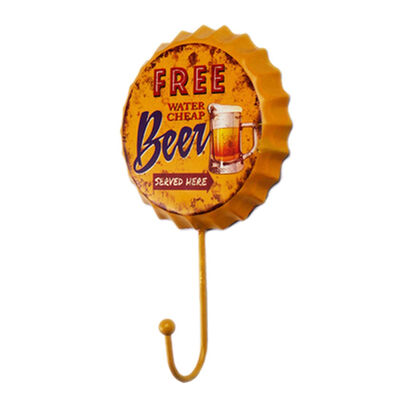 

UpperX New Retro Creative Beer Cover Hook"Free Beer"Character Personality Hook Dressing Room Clothes Hook Home Wall Crafts Decor