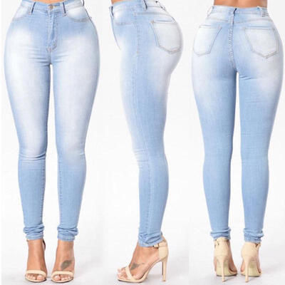 

Womens Ladies High Waisted Blue Skinny Fit Jeans Stretch Denim Jegging Size 6-16