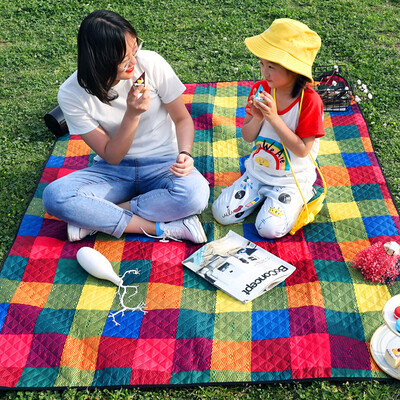 

Explorer TAN XIAN ZHE picnic mat moisture pad indoor children climbing mat outdoor camping machine washable sleeping pad waterproof thickening lawn mat small color grid 200140CM
