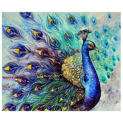 

UpperX Diamond Painting Peacock Flaunting Its Tail 5D Diamond DIY Painting Craft Kit Home Decor