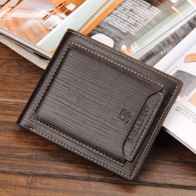 

New Men Genuine Leather Pocket Wallet Bifold Short Purse With Zipper Coin pocket