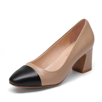 

Red dragonfly (RED DRAGONFLY) single shoes mixed color thick with shallow mouth high heels WFB67692 beige 38 yards