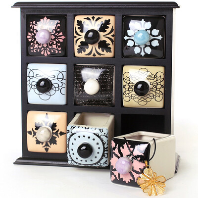 

I' HUA HUA 9-cell ceramic drawer jewelry box black Tanabata Valentine's Day 5 creative gift send girlfriend to send her mother wood storage box 520 gift, Mother's Day gift