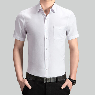 

New Arrivals High Quality Men Shirts 2016 Spring Summer Short Sleeve Shirts Men's Solid Dress Casual Shirts 7 Colors M-5XL