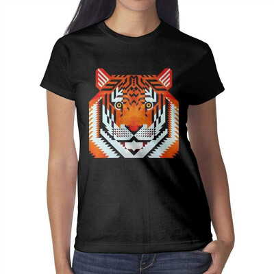 

Tiger Blue Painting Womens Black t Shirts Fashion Womens Ladies Cotton t Shirt