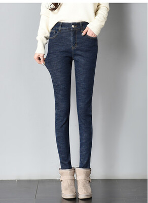 

new Korean autumnwinter 2018 slim fit pants&thick high-waisted stretch jeans for women