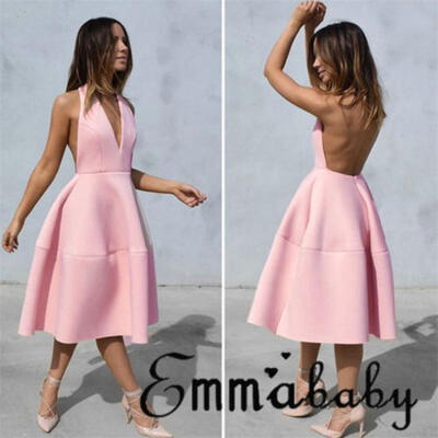 

UK Plus Size Womens Vintage Long Prom Cocktail Ladies Evening Party Swing Dress