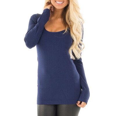 

Round Neck Pure Color Thin T-shirt