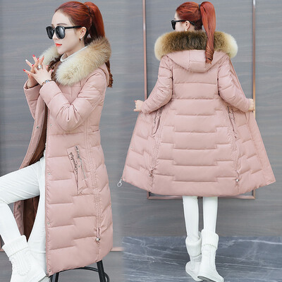 

Over-the-knee padded winter new slim mid-length down cotton coat 90228