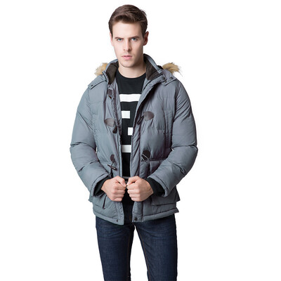 

Fashion Winter Men Parka Faux Fur Collar Hooded Thick Warm Jacket Coat Outerwear