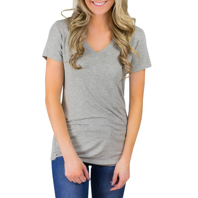 

V-neck Pure Color Summer Wear T-shirt