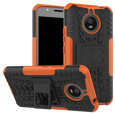 

Fivice Motorola Moto E4 Plus Case TPU anti-fall tire pattern back clip bracket phone case