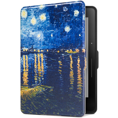 

Natusun KV-08 Adaptation Kindle 1499 Protector Case Kindle Voyage Sailing Duo Sleeping Leather Case Van Gogh - Starry Night