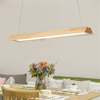 

Baycheer HL487594 Contemporary Warm Light-Adjustable Wooden Linear Led Pendant Light 24W