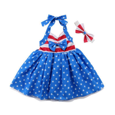 

Baby Girl Strap Summer Dress Kid Princess Party Wedding DressesHeadband Sets