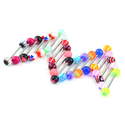 

20 Tongue Ring Assorted Surgical Steel Piercing Barbells Nibble Bars 14 Gauge