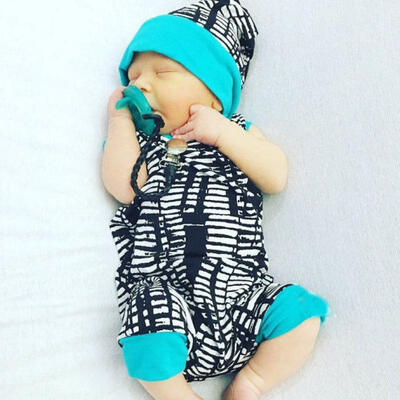 

2pcs Newborn Baby Boy Girl Romper Bodysuit Hat Outfits Sleeveless Clothes Set
