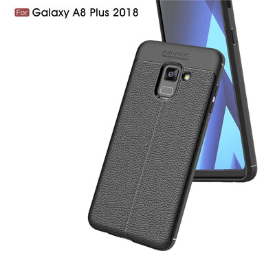 

Fivice Samsung Galaxy A8 plus 2018 case Luxury leather TPU silicone anti-fall soft shell phone case