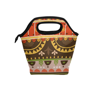 

Roman Style Pattern Lunch Bag Tote Travel Picnic Insulated Handbags Portable Zipper Lunch Bag Box