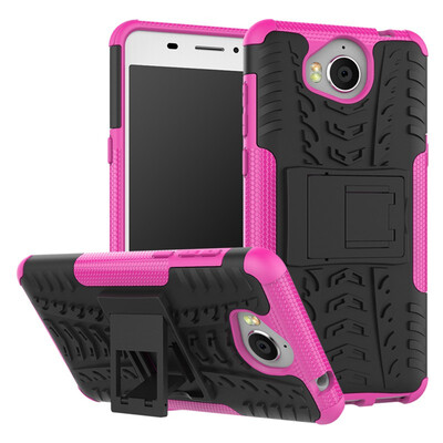 

Fivice Huawei Y5 2017 Case TPU anti-fall tire pattern back clip bracket phone case