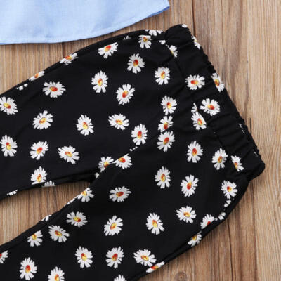 

Summer Toddler Kids Girls Off Shoulder Tops Sunflower Pants Outfits Set Clothes