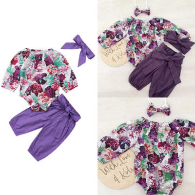 

US Stock Newborn Baby Girls Tops Romper Floral Pants Leggings Outfit Set Clothes
