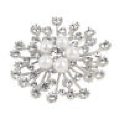 

Silver Wedding Bridal Colorful Rhinestone Crystal Pearl Flower Broach Brooch Pin