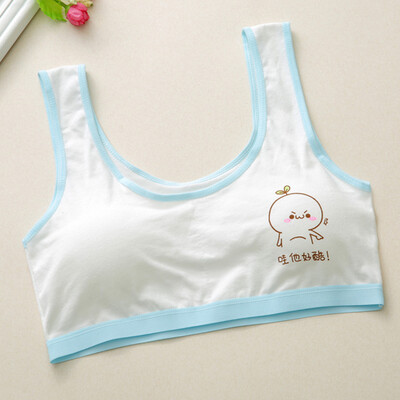 

LAXJOY Langyue 2018 girl tube top cotton no rim development period childrens underwear cute cartoon children large size short vest LNWX189412 sky blue x2 one size code