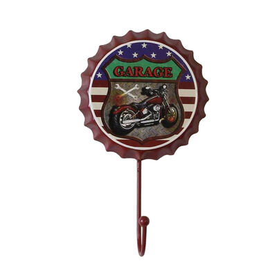 

UpperX New Retro Creative Beer Cover Hook"Garage"Character Personality Hook Dressing Room Clothes Hook Wall Iron Decor Pendant
