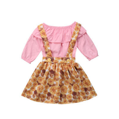 

2Pcs Toddler Baby Girl Long Sleeve Top T-shirt Flower Skirt Dress Outfit Clothes