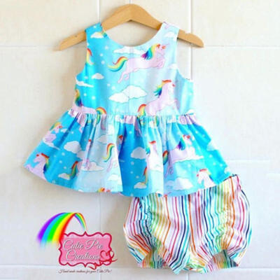 

Toddler Kids Baby Girls Unicorn Cartoon Tops Dress Pants Shorts Outfits Clothes