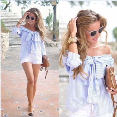

US STOCK Women Ladies Summer Loose Casual Cotton Long Sleeve Shirt Tops Blouse