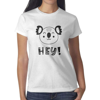

Hey Koala Baby Koala Shirt Women White T-Shirt Cotton Leisure