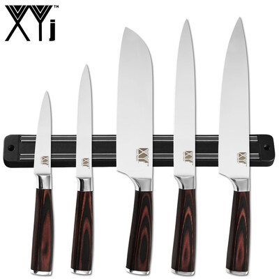 

XYj Kitchen Stainless Steel Knives Set Magnetic Knife Stand Chef Santoku Slicing Utility Paring Knives