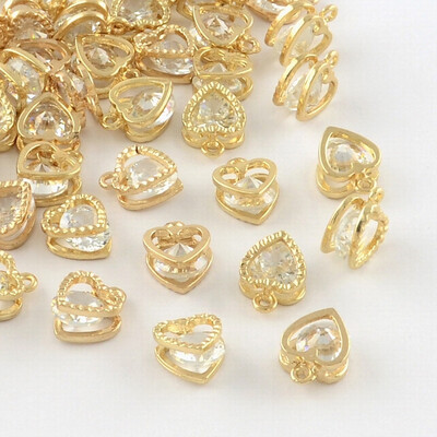 

PH PANDAHALL 100 Pcs Light Gold Color Cubic Zirconia Alloy Drop Shape Charms Sets