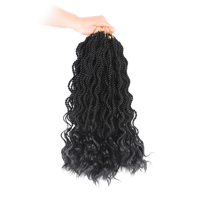 

3Packs 14inch Senegalese Twist Crochet Hair Wave Synthetic Crochet Braiding Hair Curly Ends Hair Extensions