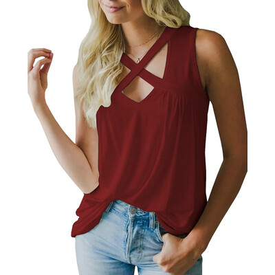 

V-neck Sleeveless Pleated Tops