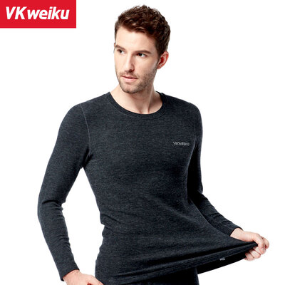 

VKWEIKU Mens thermal underwear mens thick  Slim breathable Qiuyi Qiuku middle-aged warm suit winter clothes two-piece dark gray L