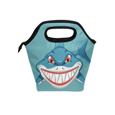 

Lunch Tote Bag Vicious Shark Travel Picnic Insulated Lunch Handbags Portable Zipper Lunch Bag Box