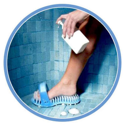 

US Easyfeet Easy Feet Foot Scrubber Brush Massager Shower Clean Blue Slippers