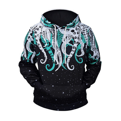 

2018 autumn&winter new plus fertilizer XL 200 kg octopus sweater 3D printing loose couple pullover