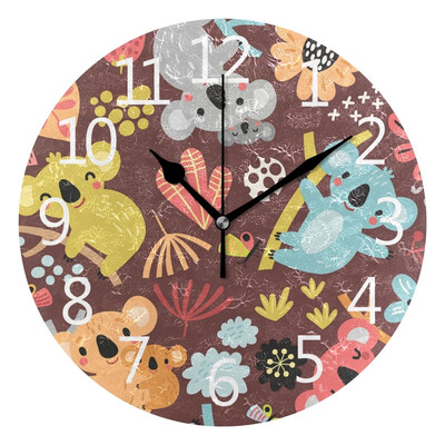 

Wall Clock Koala Pattern Round Wall Clock Arabic Numerals Design