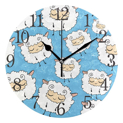 

Wall Clock Arabic Numerals Design Sweet Furry Funny Dream Sheep Round