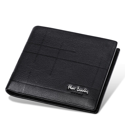 

Pierca card pierre cardin mens wallet youth fashion short wallet simple top layer leather cross section wallet J7A502-220101A black