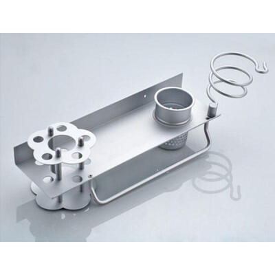 

Hair Dryer Stand Storage Organizer Rack Holder Hanger Wall Bathroom Set Sliver