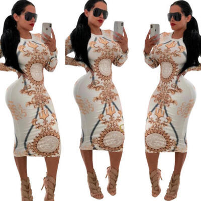 

UK Women Bodycon Slim Long Sleeve Evening Cocktail Party Clubwear Pencil Dresses
