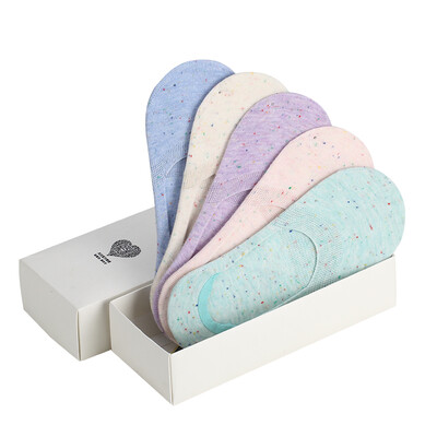 

【Jingdong Supermarket】 Antarctic (Nanjiren) female socks net color wave point sports breathable sweat sweat casual stealth boat socks 5 double gift boxed female models mixed color code